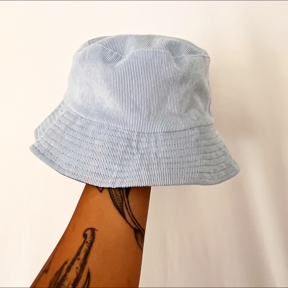 Light Blue Corduroy Bucket Hat - Women